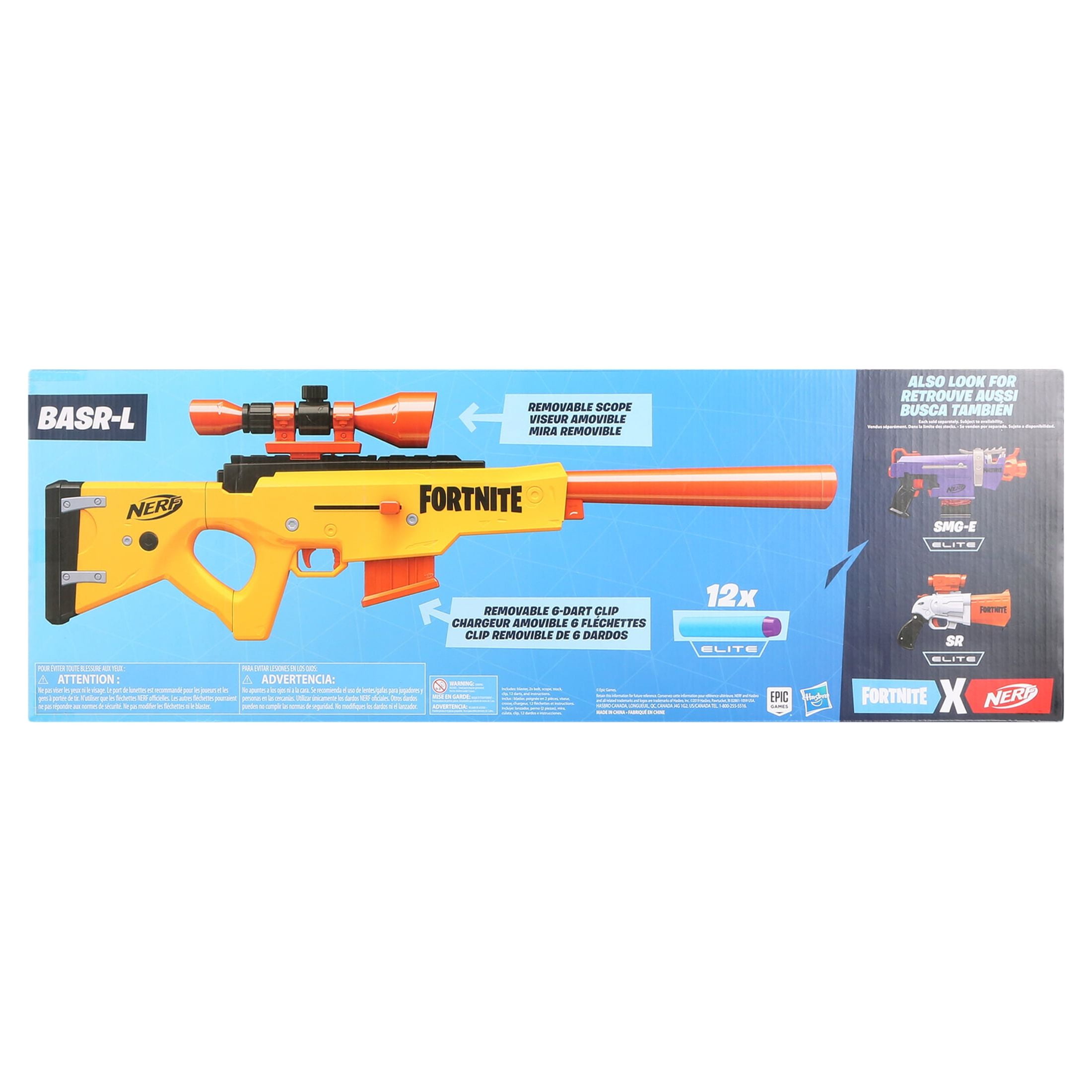 NERF Fortnite Heavy SR Blaster Scope, Big Blaster, 6 Mega Darts, 6-Dart  Clip, Kids Toy Foam Blasters, Fortnite Toys for Boys and Girls