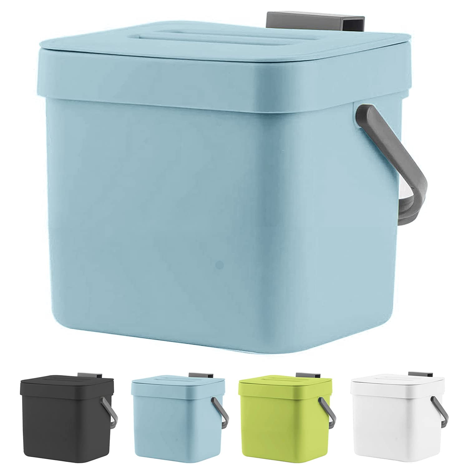 Countertop Compost Bin with Lid, Hanging Small Trash Can with Lid Under