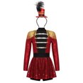 thumbnail image 1 of inlzdz Combinaison de Danse Festival pour Filles Manches Longues Sequins à Franges Combinaison avec Chapeau Rouge 12, 1 of 6