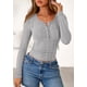 thumbnail image 2 of Blusa para Mujer PRETTYGARDEN Otoño 2025 Ajustada Henley Gris Talla L, 2 of 8