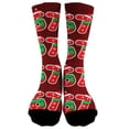 thumbnail image 2 of Bas Rouges Thème de Noël Confortables Chaussettes de Sport Mi-Mollet Imprimées 3D Mignonnes, 2 of 5