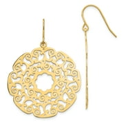 14K Fancy Lace Filigree Dangle Earrings 14k Yellow Gold Earrings