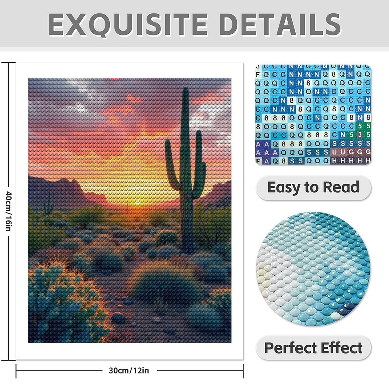 Diamond Art Kit for Adults, Sunset Over Desert Landscape Diamond Painting for Adults Beginners, 5D DIY Diamond Art Painting Kits, Colorful Diamond Painting Craft for Home Decor 12x16