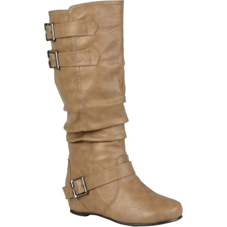Brinley Co Women's Round Toe Buckle Detail Boots
