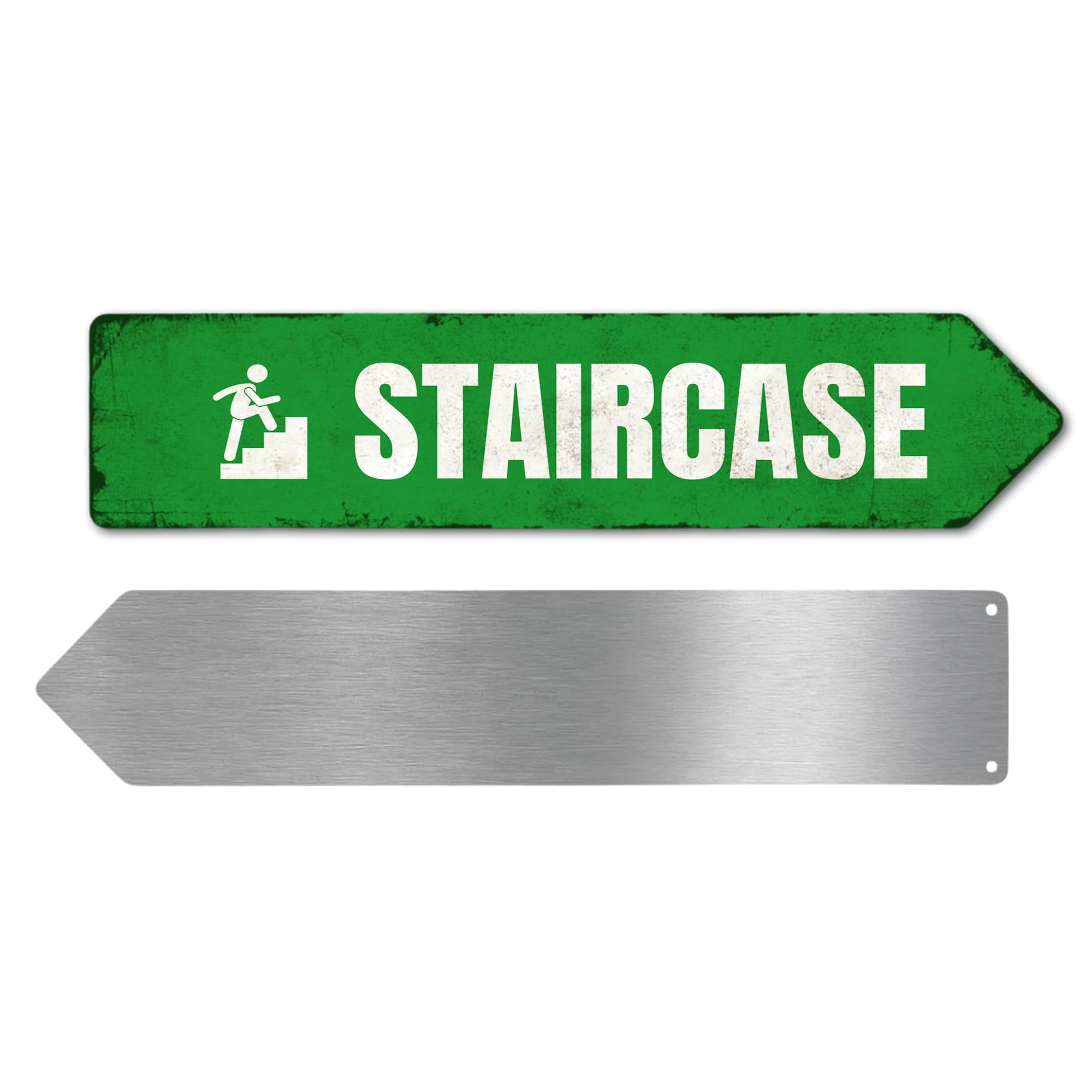 Staircase Metal Sign by DC | Arrow Metal Directional Signage for Indoor & Outdoor | 4x18 Rust-Free Aluminum Sign | Hospital Signage UV Protected | Made in USA