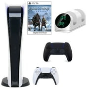 Sony PlayStation 5 Digital GOW Console with Extra Black Dualsense Controller and Dual Charging Dock