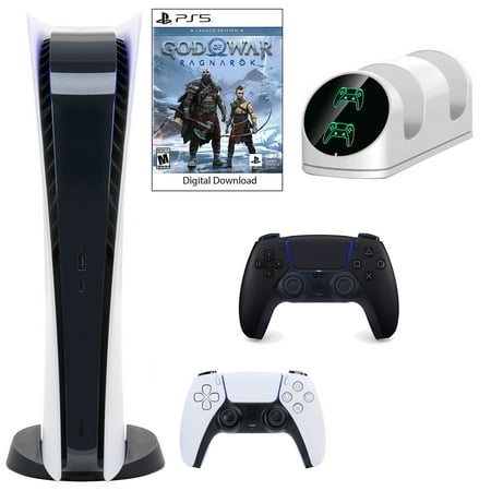 Sony PlayStation 5 Digital GOW Console with Extra Black Dualsense Controller and Dual Charging Dock
