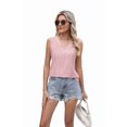 thumbnail image 2 of Women Summer Tank Top Eyelet Embroidery 2025 Vacation Sleeveless V Neck Loose Fit Shirt Spring Fashion Casual Clothes Pink S, 2 of 9