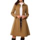 thumbnail image 1 of Abrigo de invierno con cinturón y contraste de ribete para mujer, con cuello Peter Pan, de la marca INSPIRE CHIC, talla M, color caqui, 1 of 5