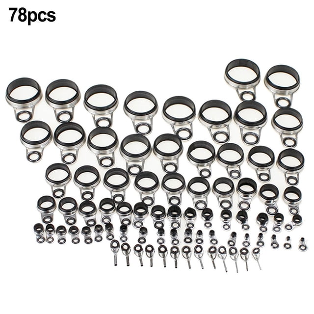 78x Fishing Rod Guide Ring Tip Telescopic Rod Eye Ring for Rock Fishing Rod DIY