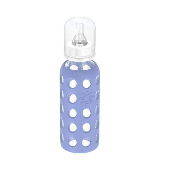 Lifefactory 9 oz Glass Baby Bottle with Protective Silicone Sleeve - Blueberry