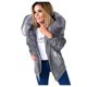 thumbnail image 2 of Chaqueta vaquera de manga larga con capucha y cuello alto para mujer, informal, de color liso, 2 of 8