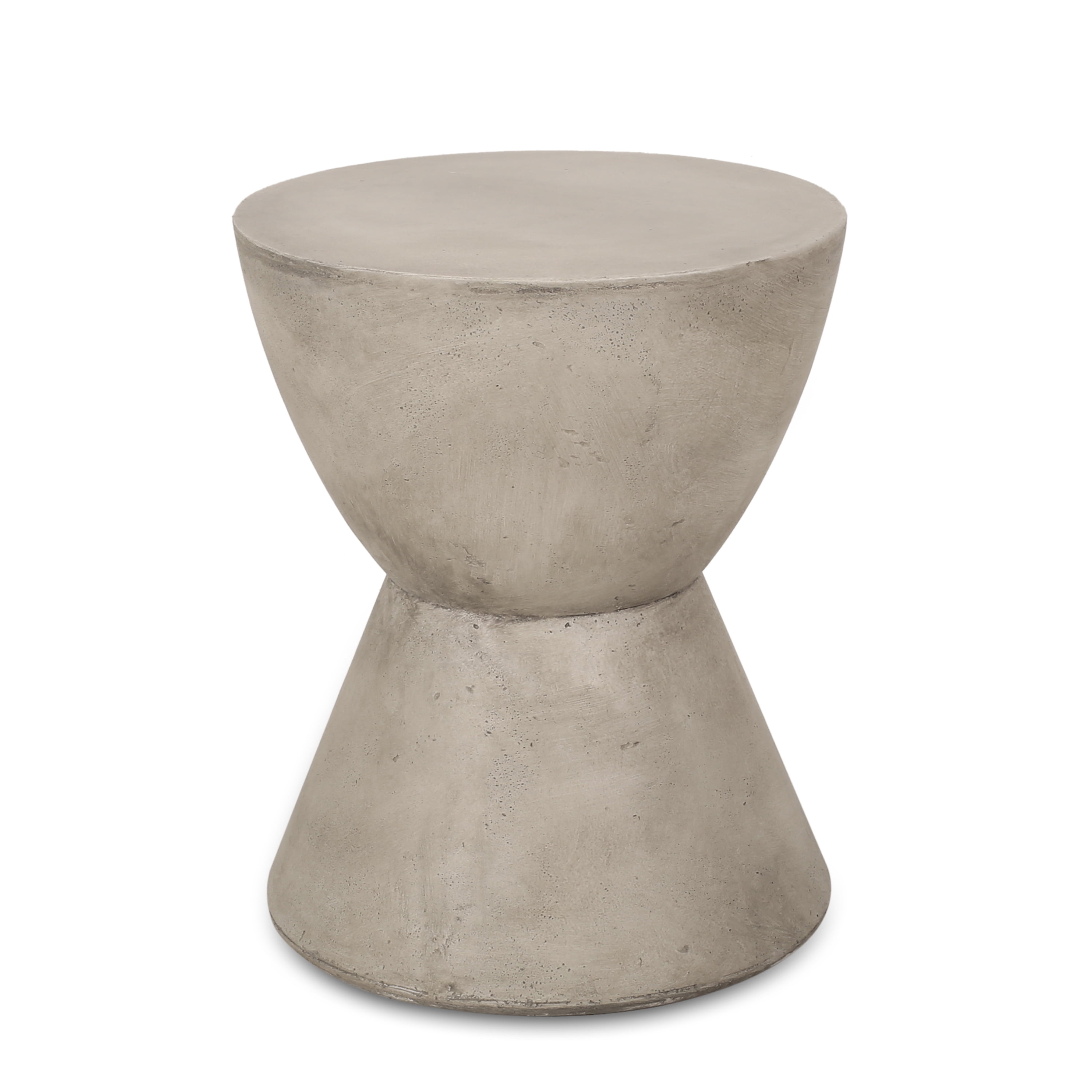 Outdoor Lightweight Concrete End Side Table for Patio Balcony Garden, Light Gray