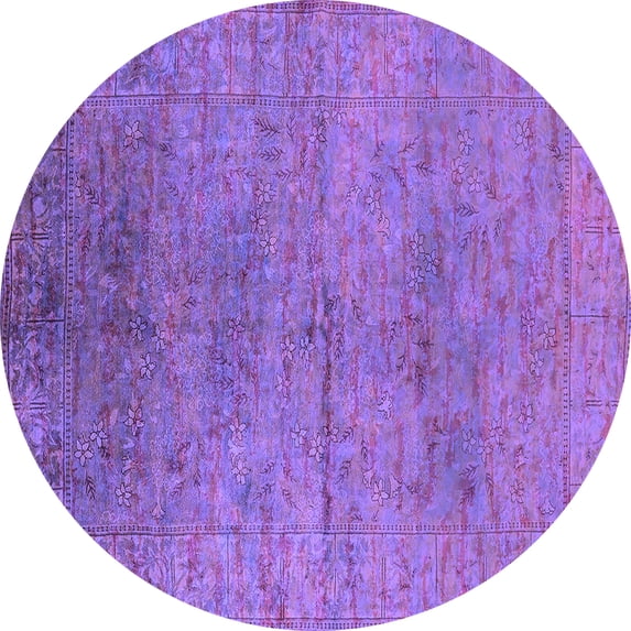 Ahgly Company Machine Washable Indoor Round Oriental Purple Industrial Area Rugs, 7' Round