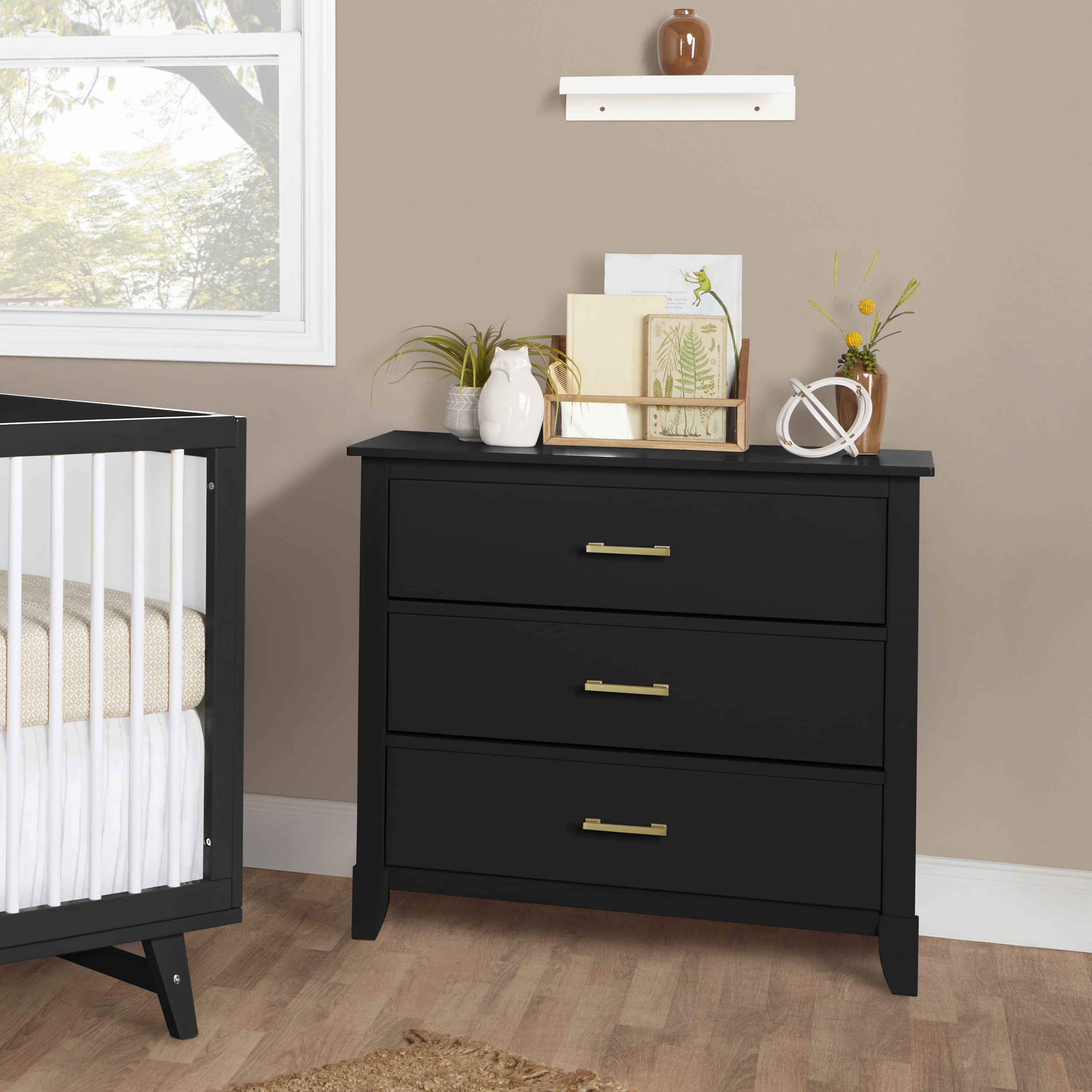 Dream On Me - Brandclub - Dream On Me Universal 3 Drawers Chest Mid Century  Modern In Black and Gold, Model #600-KG