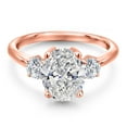 thumbnail image 2 of Gem Stone King 2.54 cttw IGI Certified Lab Grown Diamond 3-Stone Engagement Ring for Women | 18K Rose Gold Plated Silver | Center 2.00 Ct Diamond | D-E Color | VS1-VS2 Clarity | Size 8, 2 of 6