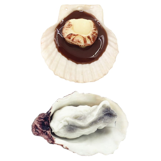 KAKOWELY Simulation d'Huître Fraîche 2 Pcs Modèles de Festons en Plastique Simulation Mise en Scène Modèles de Fruits de Mer Décorations Alimentaires de Bureau 2.36"X1.57"X0.98 Pouces