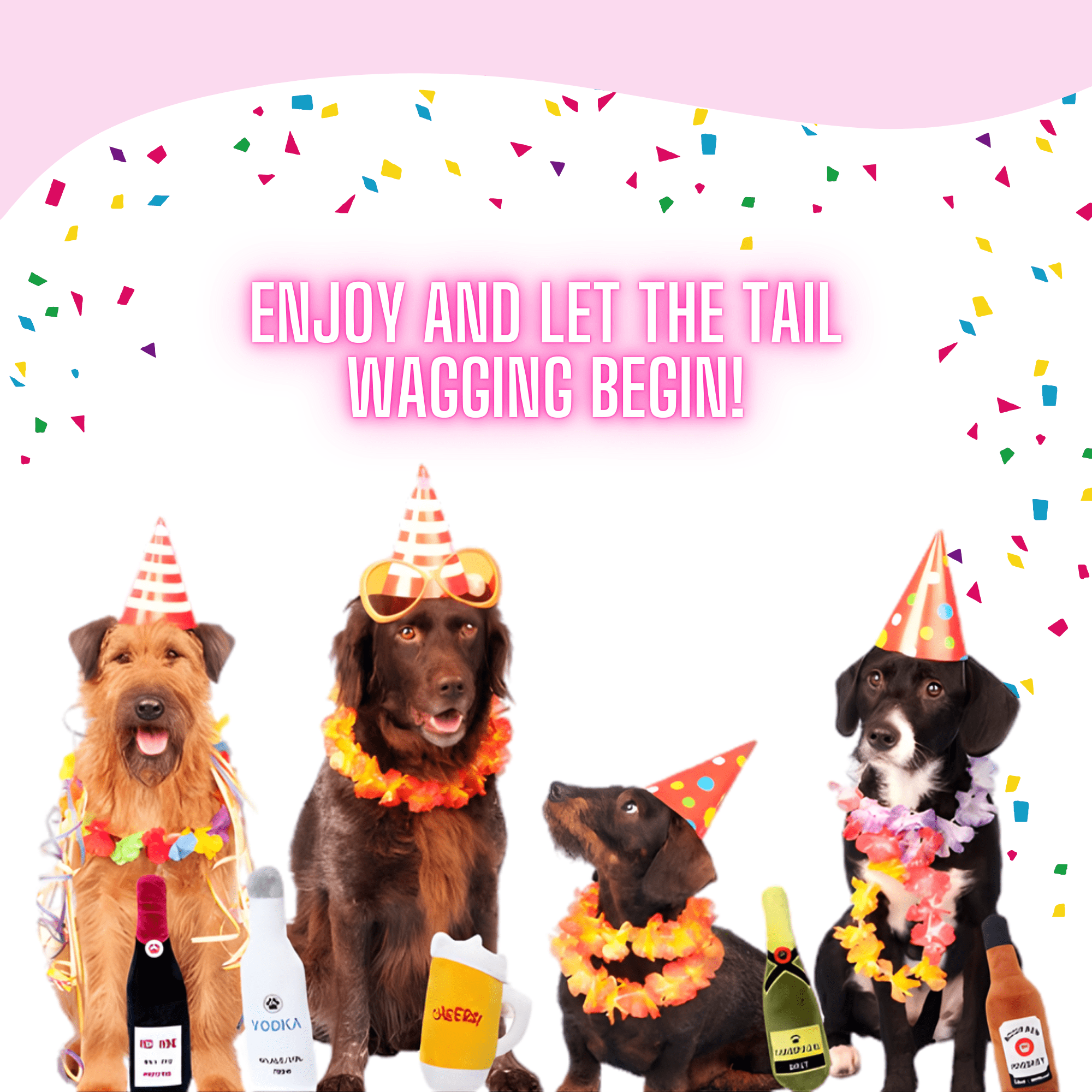 2 Champagne Glass Dog Toy - Party Pack
