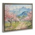 thumbnail image 4 of Stupell Industries Cherry Blossom Mountains Landscape & Nature Painting Brown Floater Framed Canvas Art Print Wall Art, 31 x 25, 4 of 10