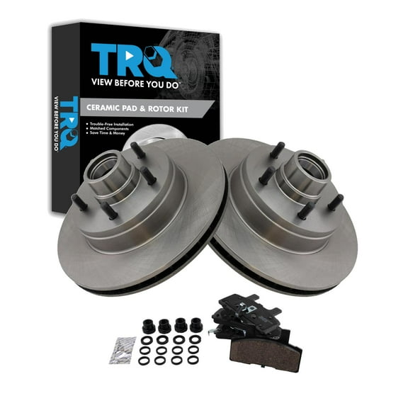 TRQ Front Brake Pad & Rotor Kit Brake Pads Brake Rotor Ceramic Fits Select 1992-1993 Cadillac Commercial Chassis