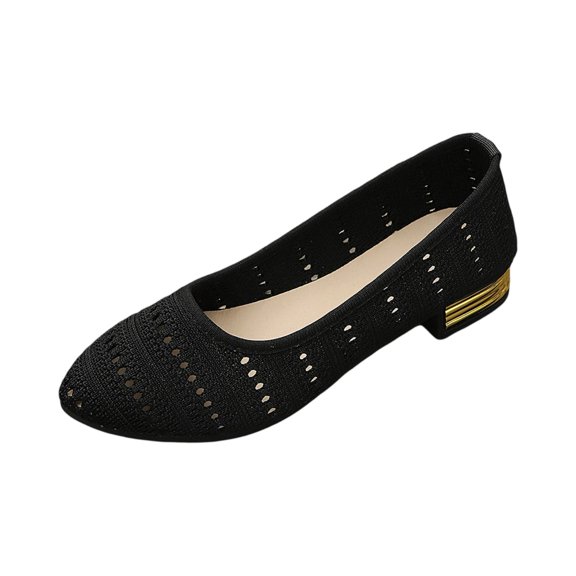 longantii Women's Flats Shoes Women Comfortable Woven Dress Shoes Black Pointed Toe Flats Ballet Mesh Knit Flat Dressy Slip on Business Casual Shoes for Women