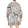 thumbnail image 2 of Cute Pitbull Terriers Dog and Flower Wearable Oversized Blanket,Wearable Blanket Hoodie for Adults,Cozy Hooded Blankets with Super Pockets,Super Warm Fuzzy Pullover for Women & Men, 2 of 6