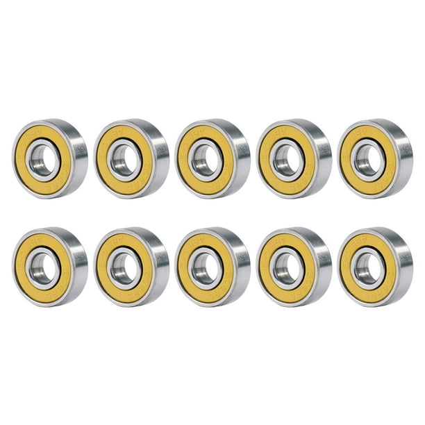 10pcs 608rs ABEC-9 Cojinete de bolas Scooter Cojinetes de ranura profunda en miniatura (Amarillo)