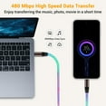 thumbnail image 5 of LED Light Up USB C Cable , 3.3FT Glowing Fast Charging Cable, USB C to USB C Cord, Type C Charger Cable Compatible with 15, 5 of 7