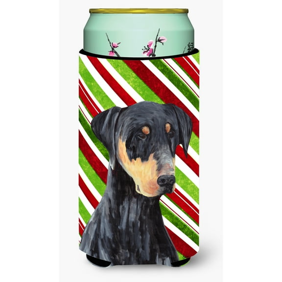 Doberman Candy Cane Holiday Christmas Tall Boy Hugger