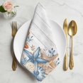 thumbnail image 2 of Orange Blue Starfish Coastal Cloth Napkins, Summer Beach Eucalyptus Retro Washable and Reusable Dinner Napkins Set of 4, Table Napkin for Kitchen Party Birthday Wedding Hotel Housewarming 20"x20", 2 of 9