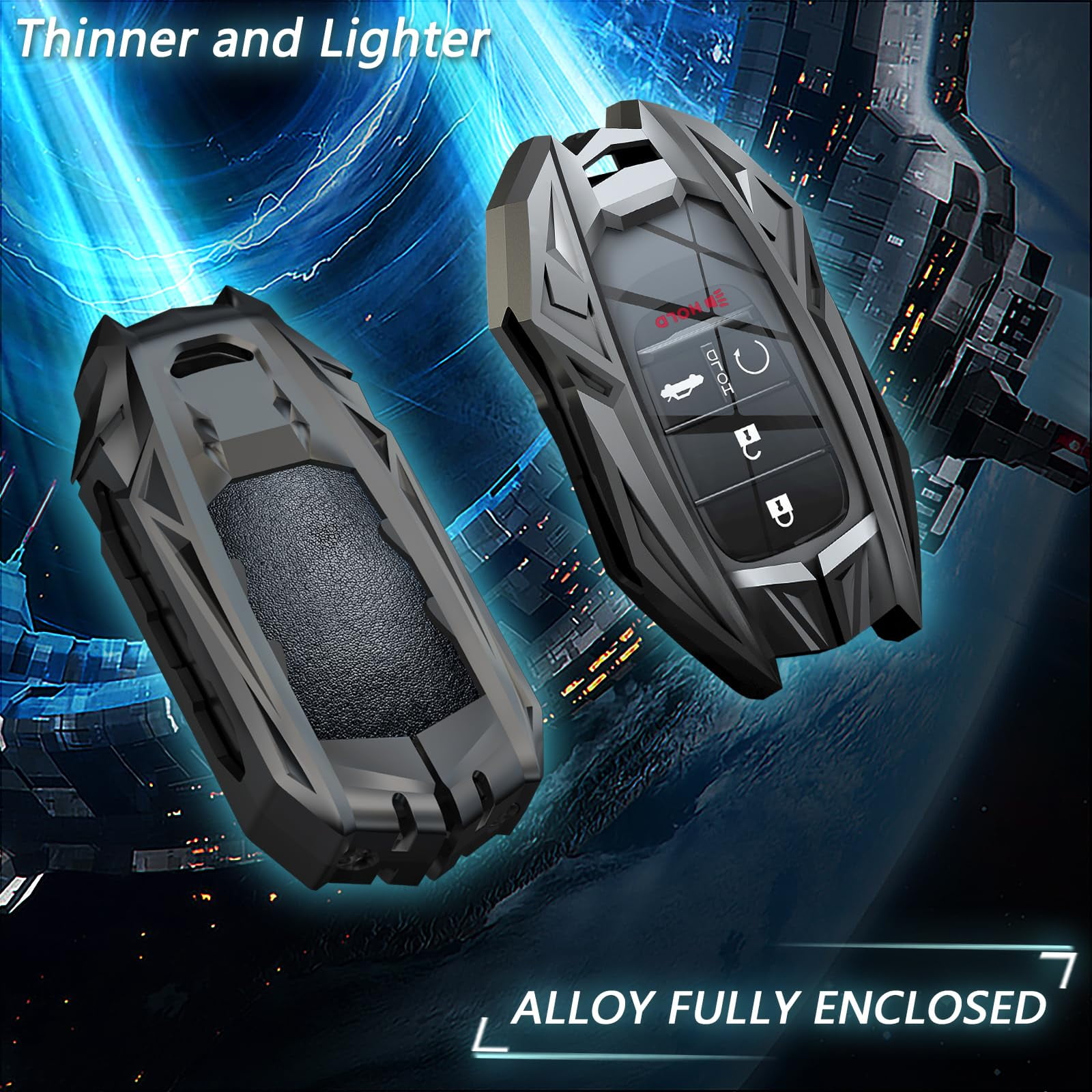 for Honda Key Fob Cover,Keychain,Zinc Alloy Protection Car Key Shell Case Compatible with Honda Holder Smart Remote Keyless Entry Keyshell Accessories