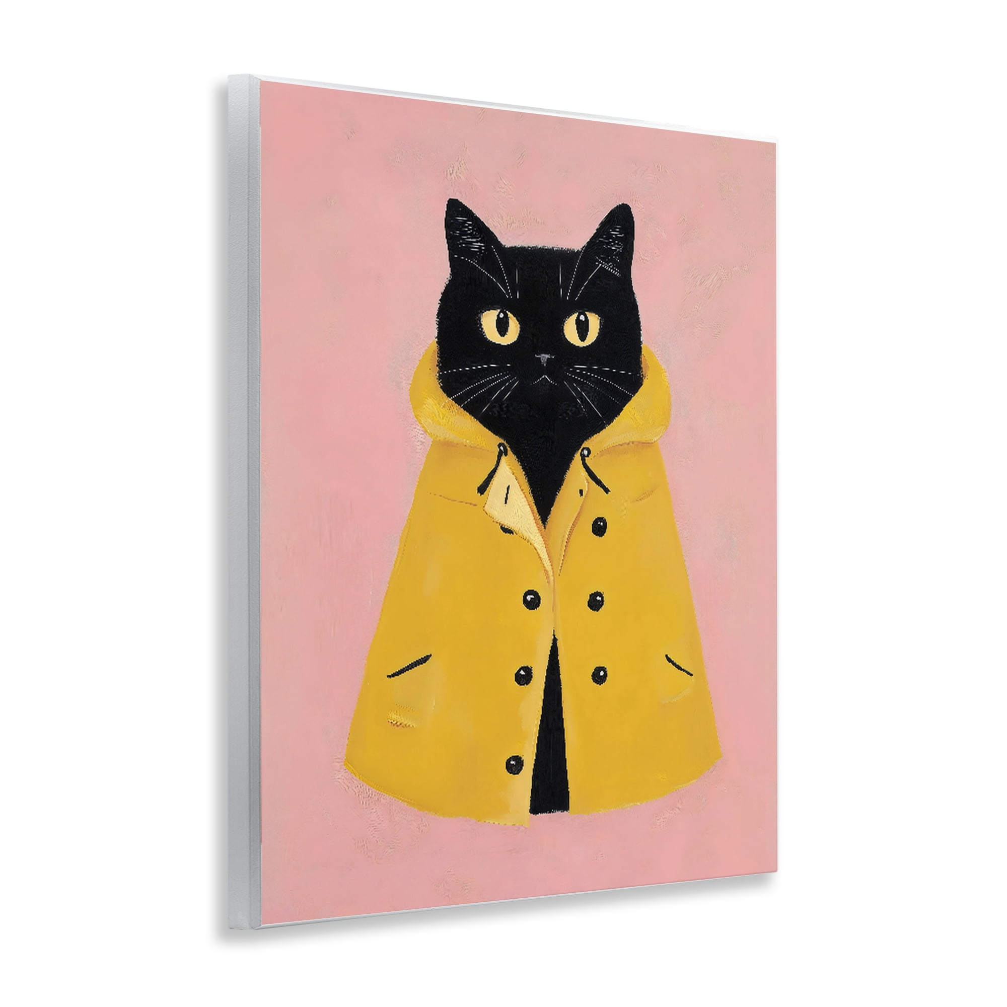Stupell Industries Black Cat in Yellow Raincoat Wall Plaque Art, design by The Prints Vibe