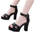 thumbnail image 4 of Zapatos de mujer Moda Color sólido Minimalista Punta abierta Sandalias de tacón grueso Zapatillas Chanclas Wmkox8yii  shjk7737, 4 of 9