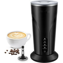 4-in-1 Milk Frother and Steamer, Electric Milk Steamer with Keep Warm Function, Automatic Warm and Cold Foam Maker for Coffee, Black
