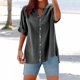 thumbnail image 2 of Camisa informal con botones para mujer para el día a día: top ligero de verano con diseño versátil, color liso y fácil cuidado., 2 of 4