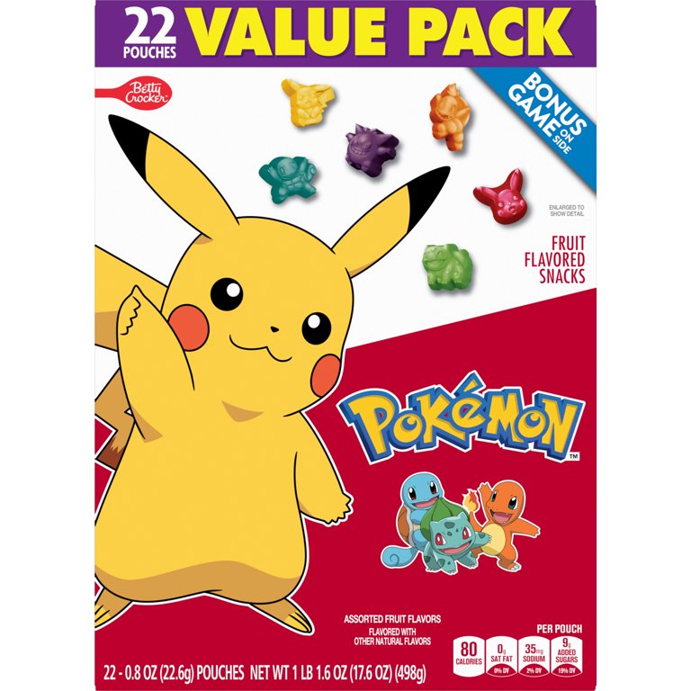 Pokemon Fruit Flavored Snacks, Treat Pouches, Gluten Free, Value