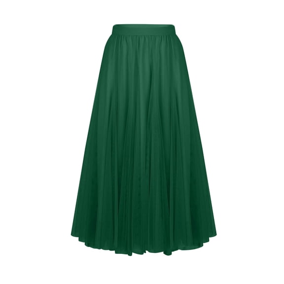 Alkepwun Midi Skirts for Women A Line Gradient Elastic Pleated Retro Chiffon Ankle Length Skirt Casual High Waist Flowing Tulle Fairy Skirt for Summer Party Weddings Outings