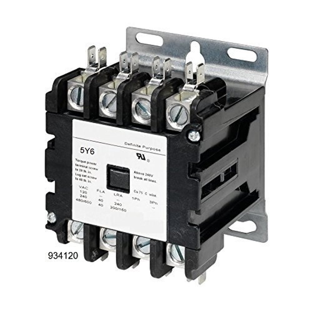 5y6 40 amp definite purpose contactor 4 pole 120v lighting heating