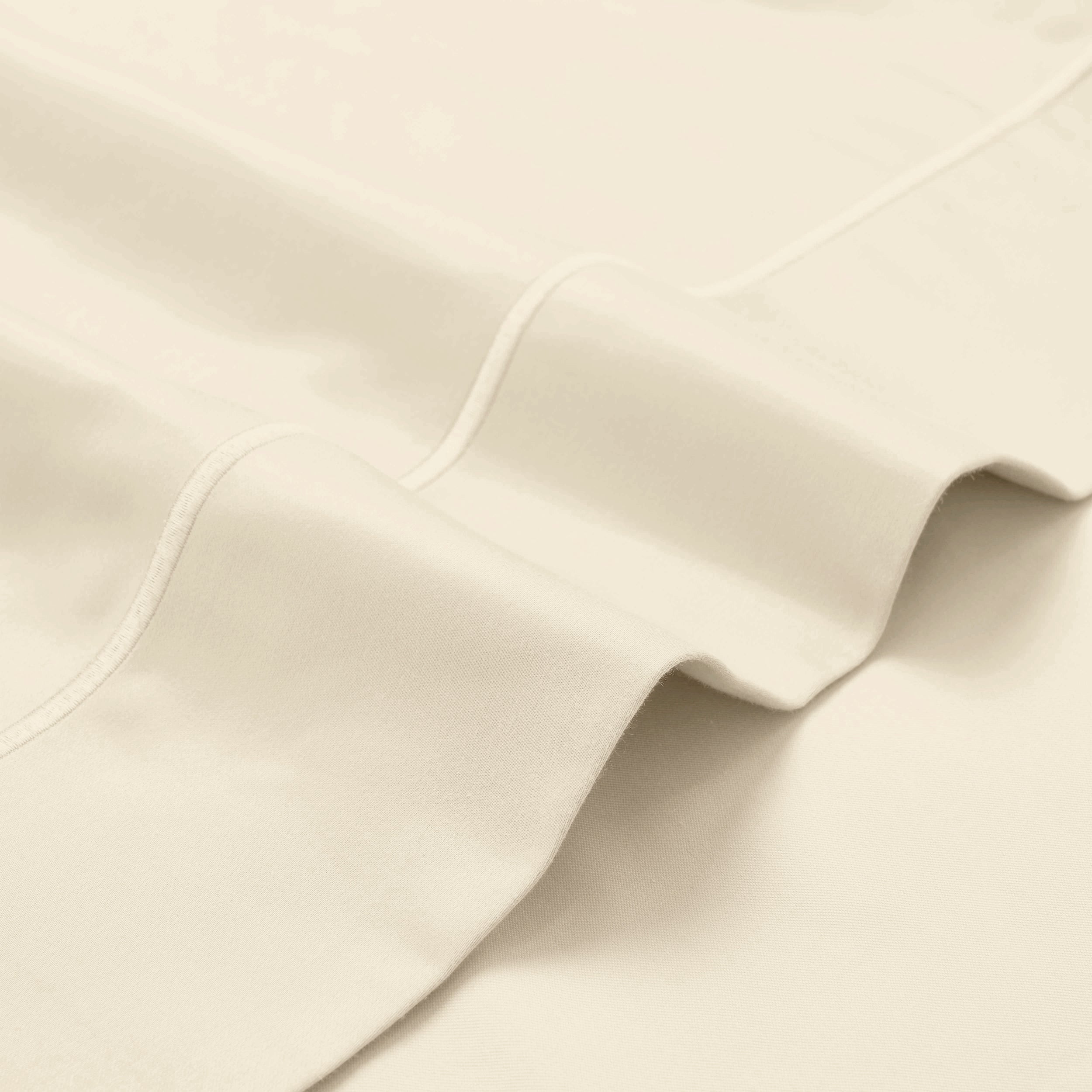 Superior Egyptian Cotton Embroidered 1000 TC Deep Pocket Sheet Set, Full, Ivory
