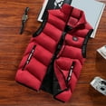 thumbnail image 4 of comerut Men Winter Vest Stand Collar Thickened Padded Soft Windproof Warm Neck Protection Solid Color Sleeveless Zipper Closure Strap Decor Pockets Men Down Waistcoat, 4 of 8