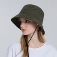 thumbnail image 3 of LEKODE Bucket Hats for Women Women's Sun Hat Men's Golf Hats Straw Sun Hats for Women Wide Brim Sun Hat Women Camp Hat Cap Women Army Green One Size, 3 of 4