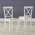 thumbnail image 3 of 7-PC - Oval Butterfly Leaf Dining Table + X-Back Dining Chairs Dining Set in White/Natural, 3 of 10