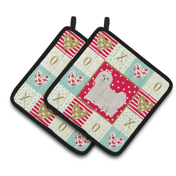 Maltese Love Pair of Pot Holders