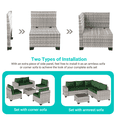 thumbnail image 5 of 6-Piece Outdoor Patio Furniture Set, PE Wicker Rattan Sectional Sofa Conversation Set with Tempered Glass Table & Thick Cushions - All-Weather Garden, Backyard Furniture,Dark Green, 5 of 6