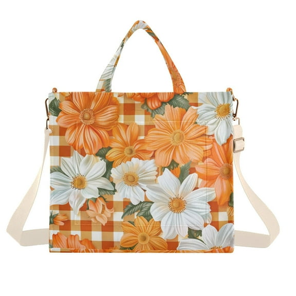 FORMRS Womens Corduroy Tote Bag Crossbody Shoulder Handbag with Pocket, Sunny Floral