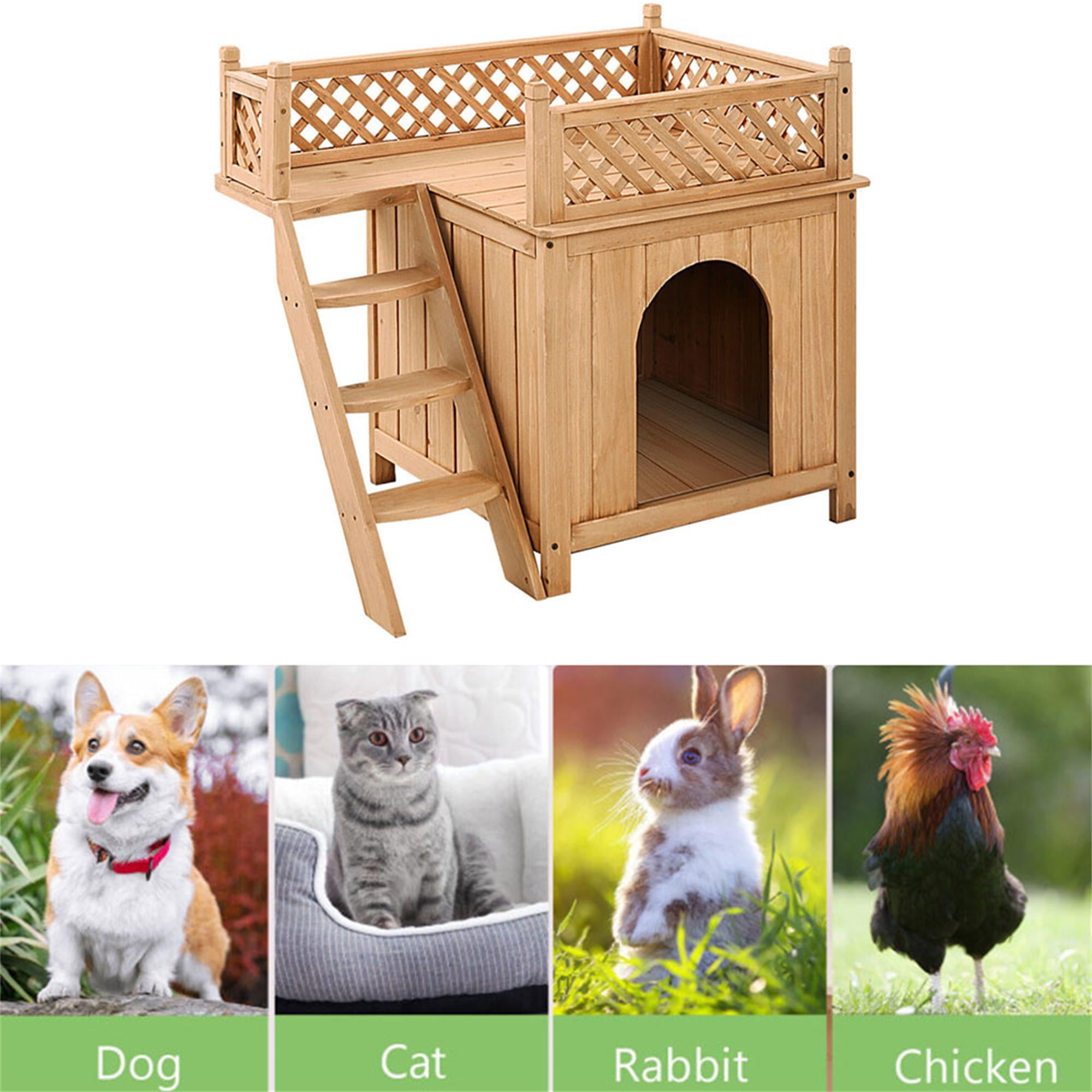 Pefilos 28" Cat House for Outdoor Cats, Weatherproof Cat Shelter with Escape Door, 2 Story Wood Cat Condo with Ladder, Brown Pefilos 28" Cat House for Outdoor Cats, Weatherproof Cat Shelter with Escape Door, 2 Story Wood Cat Condo with Ladder, Brown