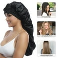 thumbnail image 4 of AWAYTR Long Satin Bonnet for Women - Double Layer Elastic Silk Bonnet Hair Sleeping Cap with Tie Band, 4 of 7