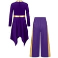 thumbnail image 2 of Sholeno Girls Praise Dance Dress Prayer Clothes Liturgical Worship Gowns with Pants Set Tunic Praisewear Purple 16, 2 of 5