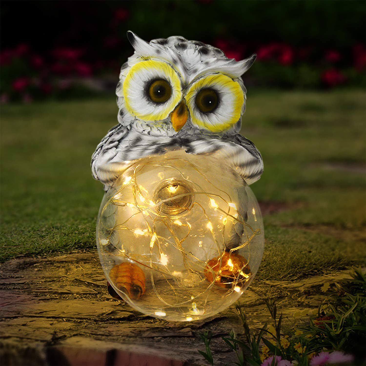 Garden Owl Figurines Solar Lights Outdoor Decorative   Garden ...