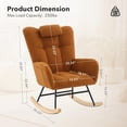thumbnail image 3 of TROPOW Rocking Chair, Teddy Upholstered Glider Rocker, Nursery Glider Rocker with Wood Legs & Dual Side Pockets, Nursery Rocking Chair for Living Room, Bedroom, 3 of 10